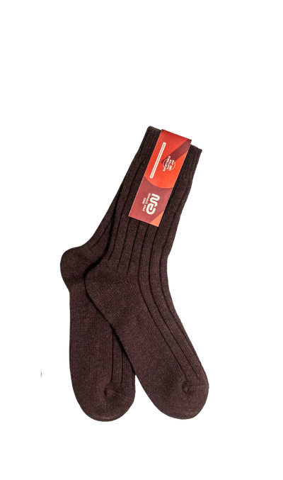 Calze calde al polpaccio da donna in lana merino e cashmere colore marrone