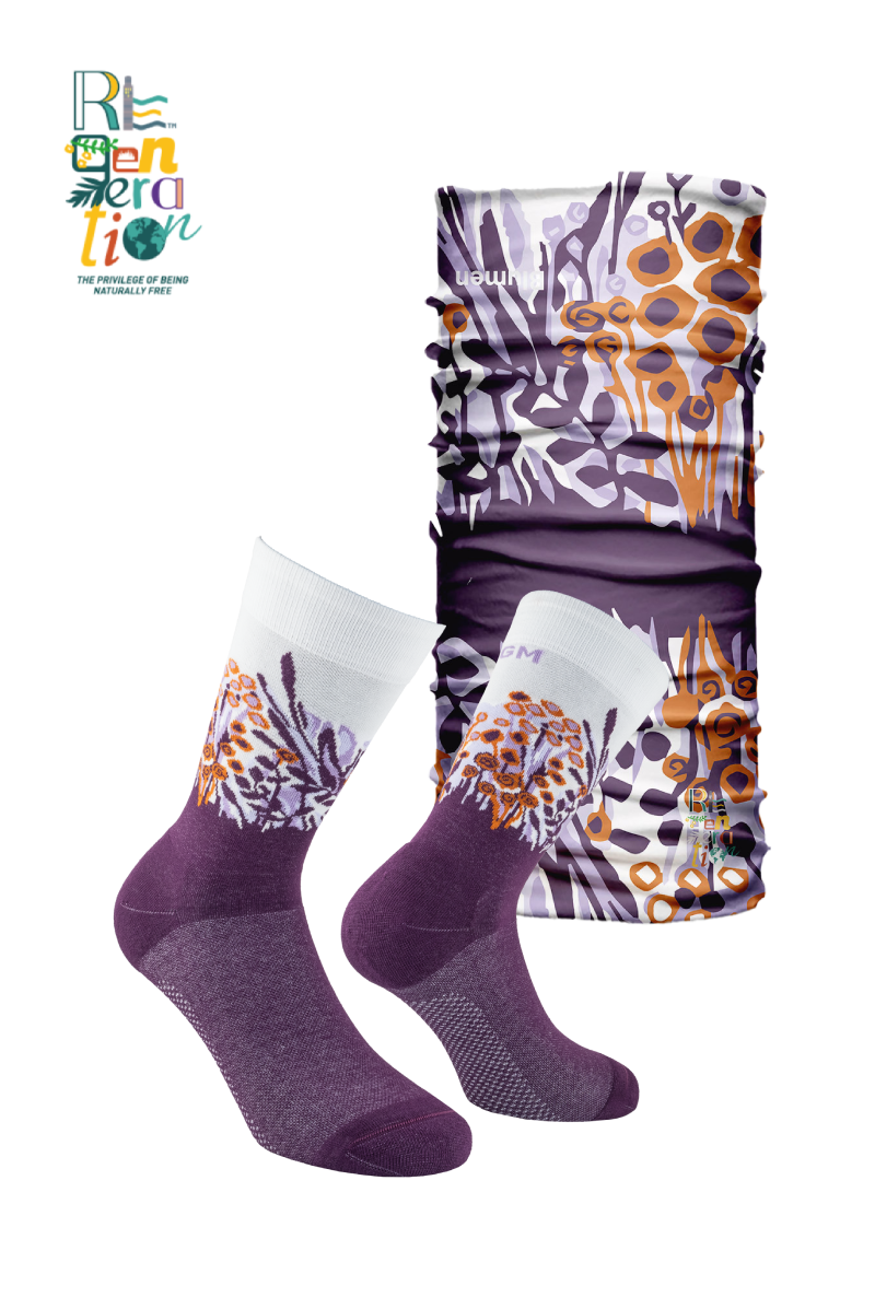 Set Reactive Blumen |  Calze sportive in cotone bio e bandana in poliestere riciclato