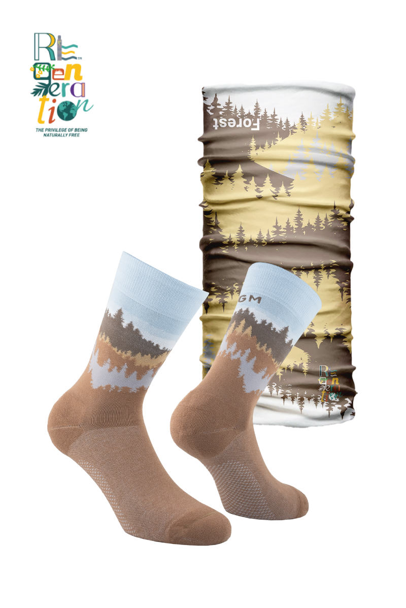 Set Reactive Forest |  Calze sportive in cotone bio e bandana in poliestere riciclato