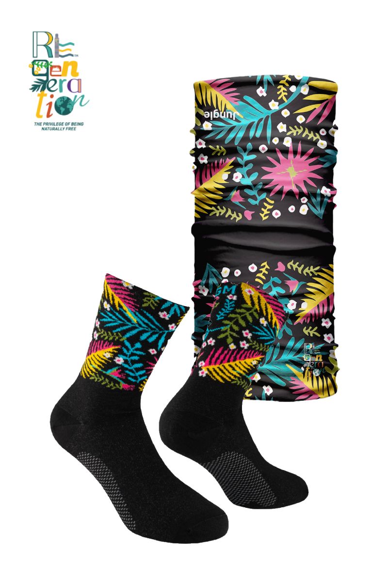 Set Reactive Jungle |  Calze sportive in cotone bio e bandana in poliestere riciclato