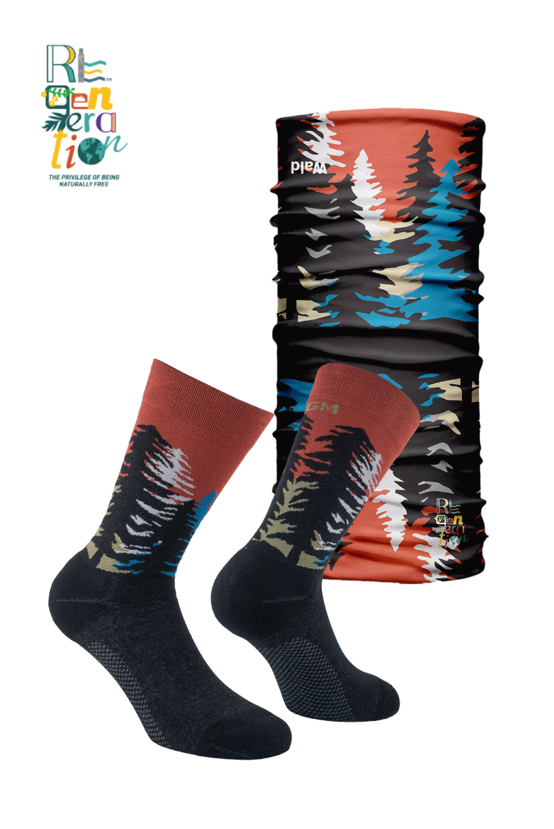 Set Reactive Wald | Calze sportive in cotone bio e bandana in poliestere riciclato