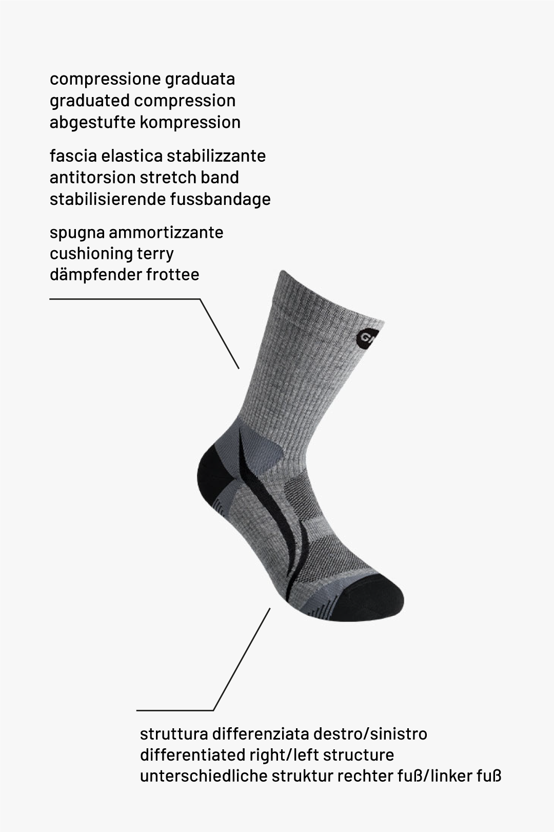 Trek Compression 1245 | Calzini Trekking in lana vergine merino fine